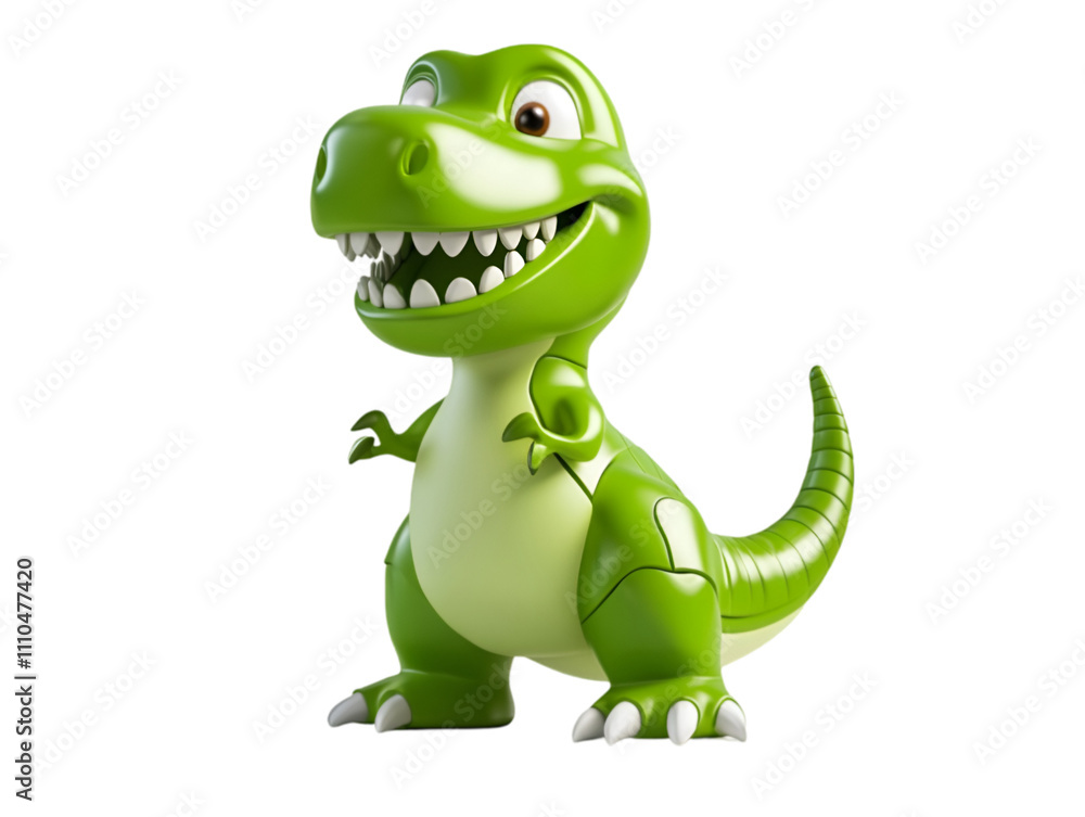 Naklejka premium 3D rendering of a green T-Rex dinosaur toy