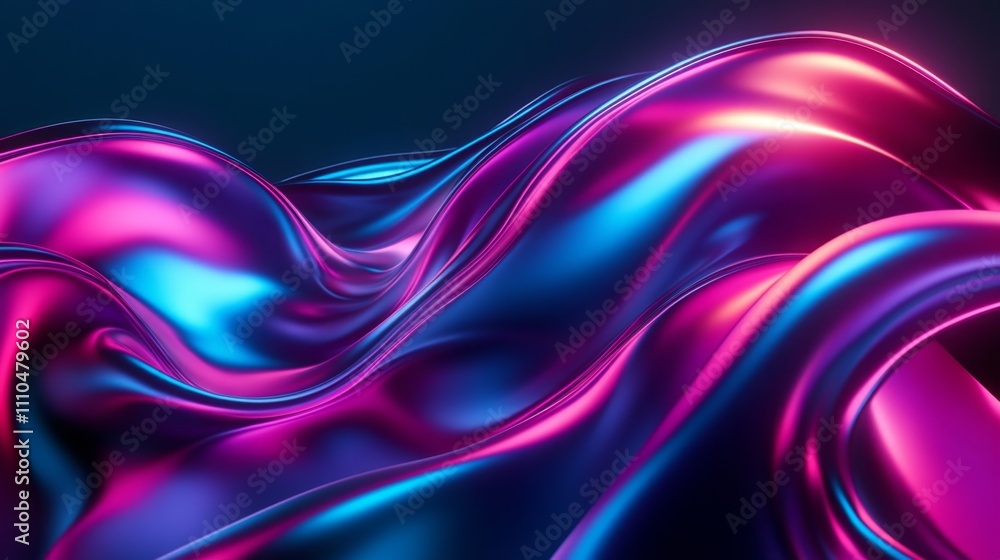 Abstract Fluid Waves in Organic Shapes with Neon Colors Abstract Fluid Waves in Organic Shapes with Neon Colors
