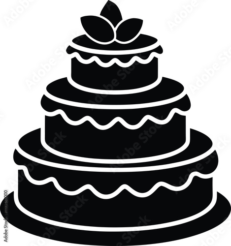 Wedding cake, Wedding cake Icon Vector Silhouette, layer wedding cake Illustration with white background