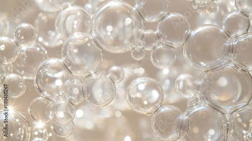 Abstract Arrangement of Bubbles in Various Sizes and Shapes