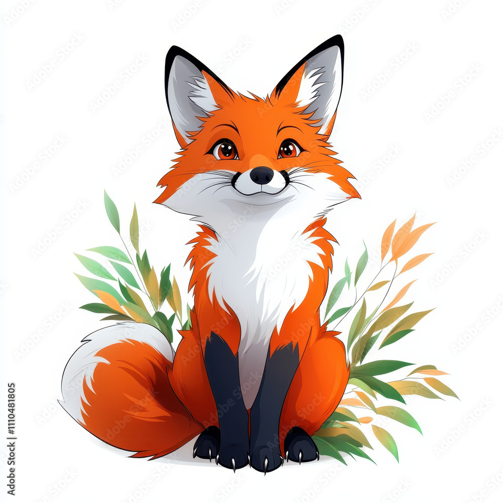 Obraz premium playful cartoon fox with bushy tail and vibrant colors