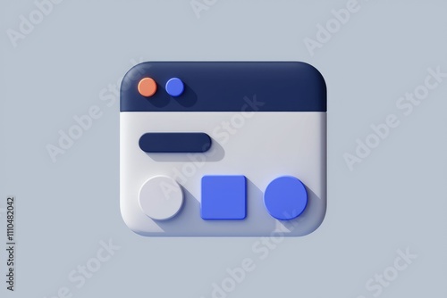 Free Download A minimalist 3D illustration of a website interface with simple shapes and color scheme. - GFXLoad