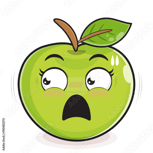 green apple angry face cartoon cute