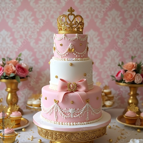 Birthday table decorated princess theme - Happy Birthday Cake
