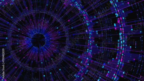 Big data artificial intelligence machine learning neural network flow complex information science innovation technology data analysis visualization cyberspace future. 3d rendering..