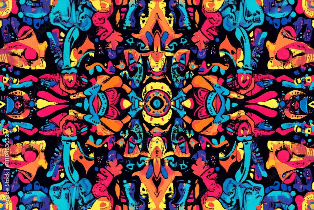 Obraz premium Colorful psychedelic mandala pattern creating a stunning visual experience