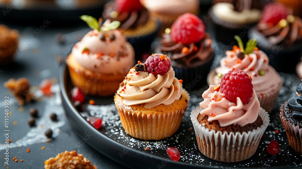 A Close-Up of Delicious Raspberry Cupcakes A Close-Up of Delicious Raspberry Cupcakes