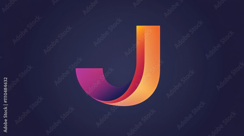 Letter J logo with gradient fill, modern style, sleek edges Letter J logo with gradient fill, modern style, sleek edges