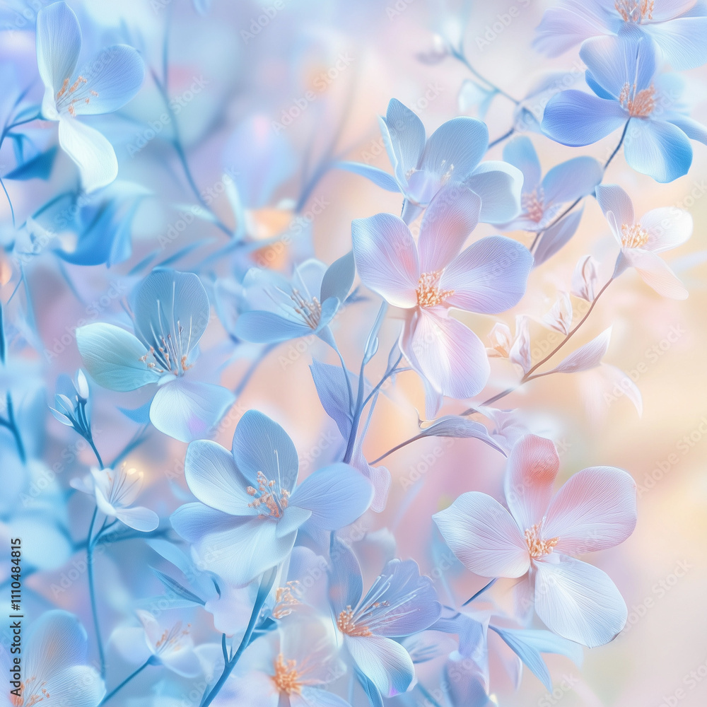 Soft pastel spring flowers in a dreamy gentle light pastel background, morning sunset effect Soft pastel spring flowers in a dreamy gentle light pastel background, morning sunset effect