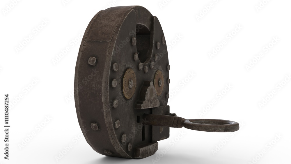 Fototapeta premium combination padlock with white background