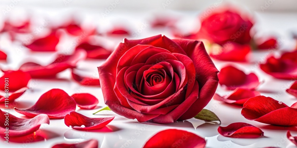 Floating Red Rose Petals on White Background for Love Greetings, Perfect for Valentine's Day and Mother's Day, Ideal Space for Personalized Text Messages or Quotes Floating Red Rose Petals on White Background for Love Greetings, Perfect for Valentine's Day and Mother's Day, Ideal Space for Personalized Text Messages or Quotes