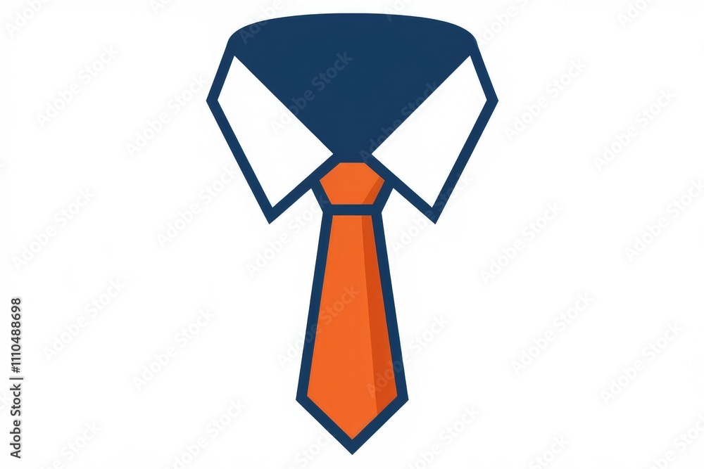 A simple illustration of a necktie and collar representing professionalism and business attire. A simple illustration of a necktie and collar representing professionalism and business attire.