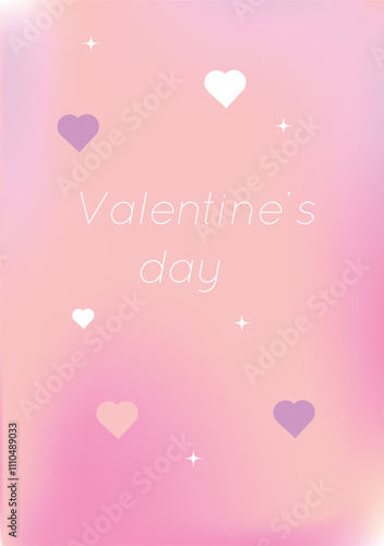 Valentine's Day card. Romantic pink background, heart, star, text. Vector illustration