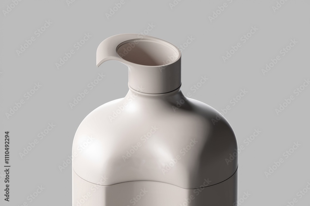 A minimalist off white bottle with a unique curved spout designed for elegance and functionality. A minimalist off white bottle with a unique curved spout designed for elegance and functionality.