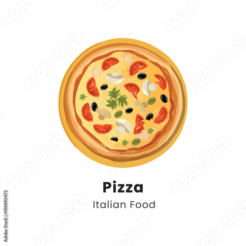 Hand drawn vector illustration of Pizza Italian Food