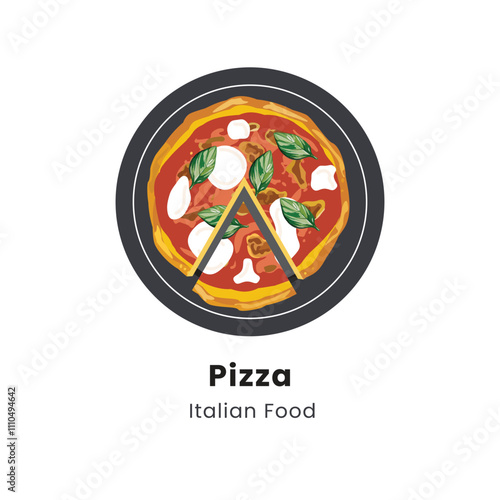 Hand drawn vector illustration of Pizza Italian Food