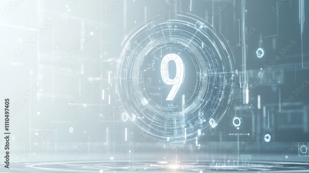 Obraz premium The numbers are surrounded by stunning translucent objects suspended on a smooth surface.