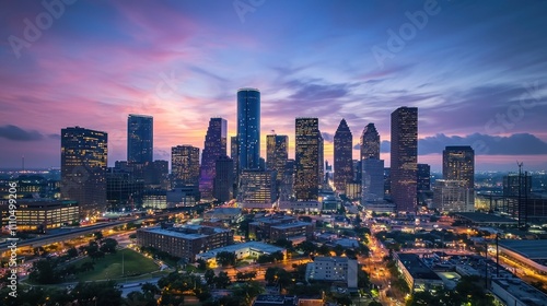 Wallpaper Mural Dawn sky over a city skyline, with the first light illuminating the tall buildings Torontodigital.ca