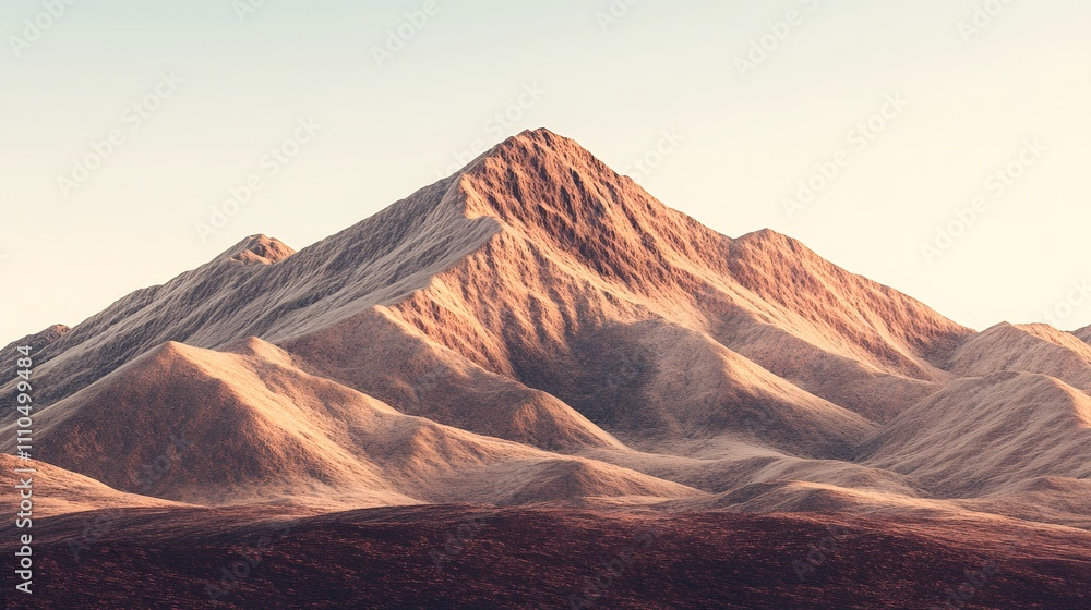 Majestic mountain peak rising above a desert landscape at sunrise. Majestic mountain peak rising above a desert landscape at sunrise.