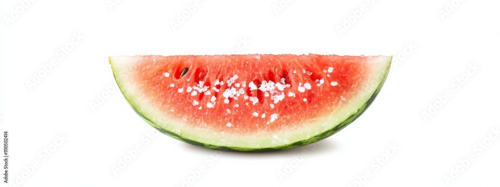 A refreshing watermelon slice with a sprinkle of sea salt, isolated white background, impressionism art style A refreshing watermelon slice with a sprinkle of sea salt, isolated white background, impressionism art style