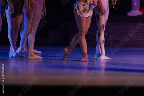 Obraz na płótnie Closeup of ballerinas dancing on stage. w salonie