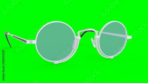 white glasses with green background