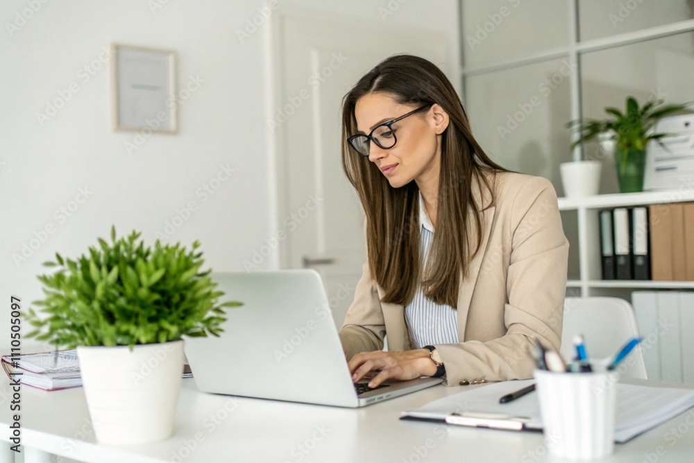 Beautiful Businesswoman typing on laptop Beautiful Businesswoman typing on laptop