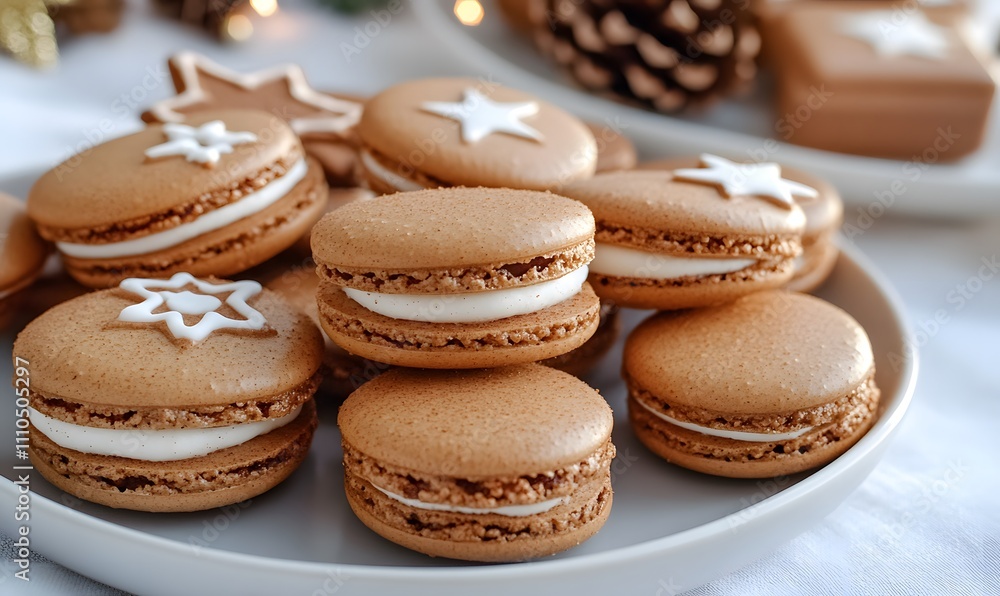 Gingerbread spiced macarons, Generative AI Gingerbread spiced macarons, Generative AI