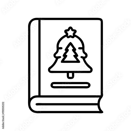 christmas carol book Outline Icon, christmas icon - Black outline icon of christmas carol book symbolizing Christmas, holidays, and festive in simple design.