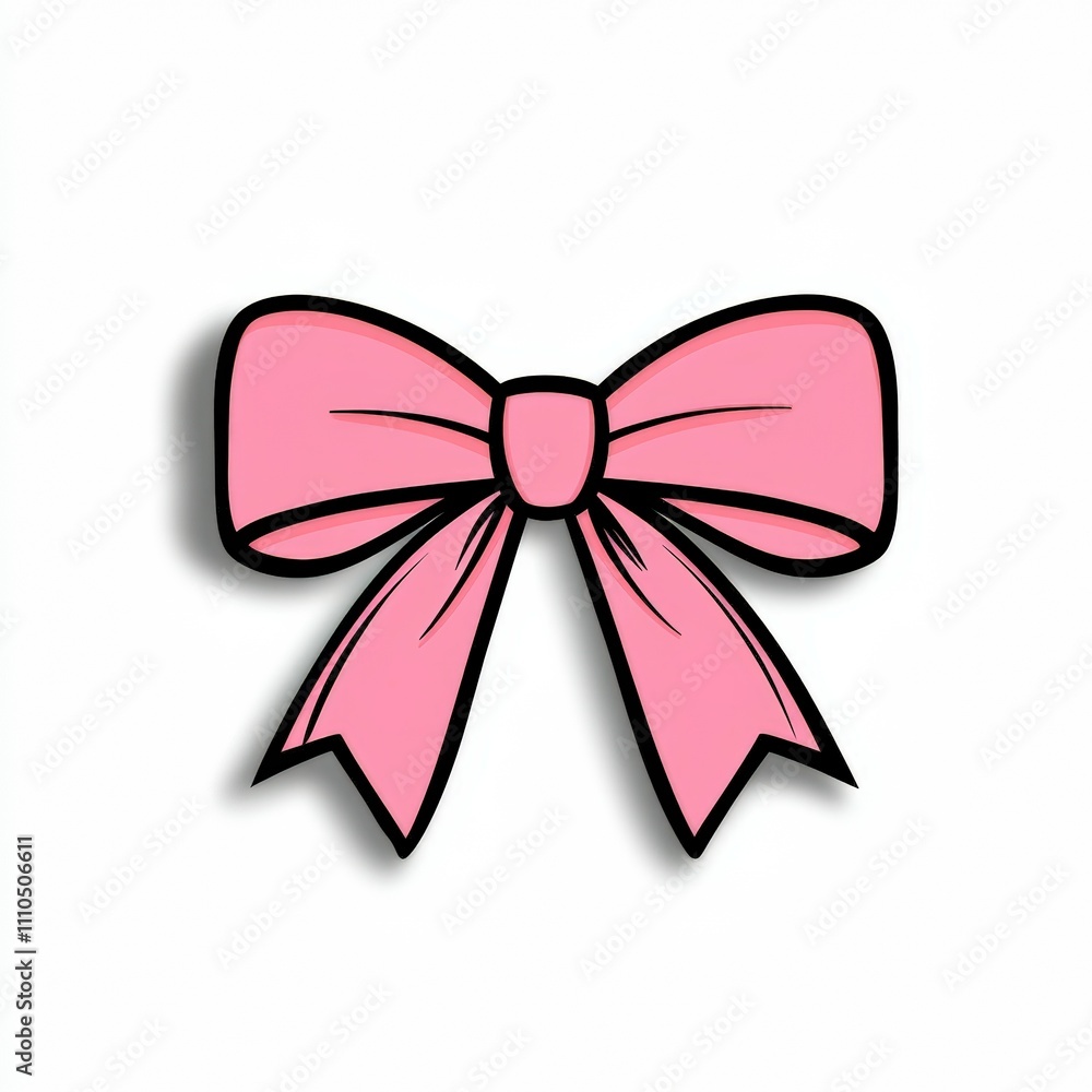Elegant pink bow design with simple lines and shadows Elegant pink bow design with simple lines and shadows