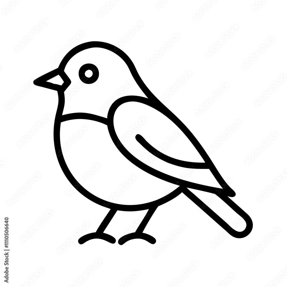 Obraz premium robin bird Outline Icon, christmas icon - Black outline icon of robin bird symbolizing Christmas, holidays, and festive in simple design.