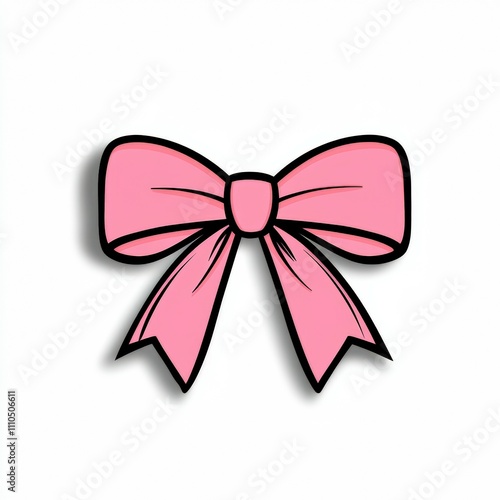 Elegant pink bow design with simple lines and shadows