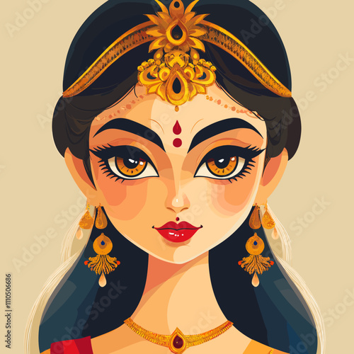 Beautiful Indian Woman in Traditional Attire: Elegant Portrait with Cultural Jewelry and Accessories