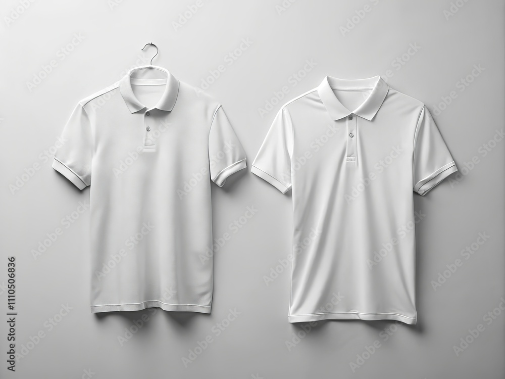 Realistic Front and Back View Mockup of a Minimalist White Polo Shirt Template Isolated on White Background for Fashion and Apparel Design Projects Realistic Front and Back View Mockup of a Minimalist White Polo Shirt Template Isolated on White Background for Fashion and Apparel Design Projects