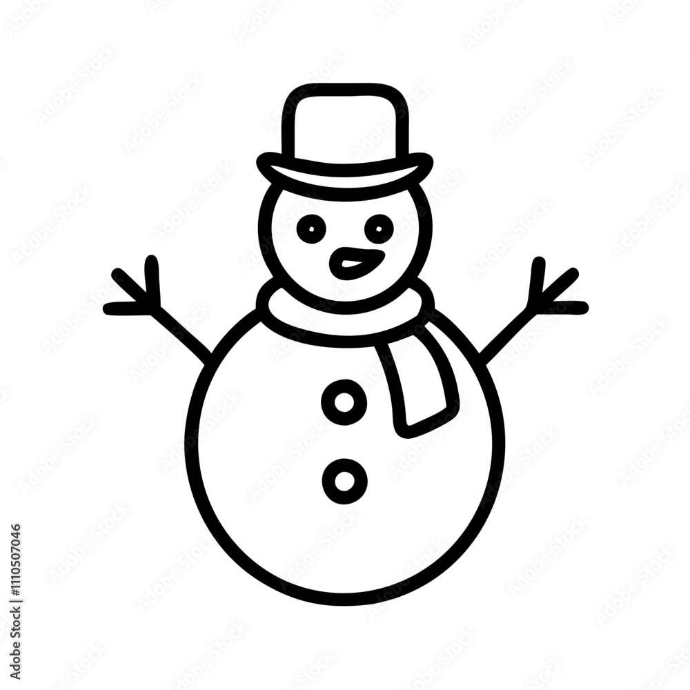snowman Outline Icon, christmas icon - Black outline icon of snowman symbolizing Christmas, holidays, and festive in simple design. snowman Outline Icon, christmas icon - Black outline icon of snowman symbolizing Christmas, holidays, and festive in simple design.