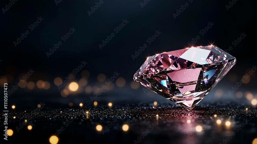Fototapeta premium Pink Diamond on Glittering Surface