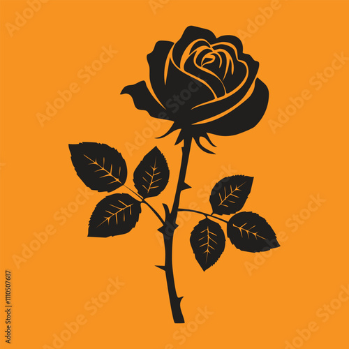 Rose icon, Rose silhouette in backgroundt photo