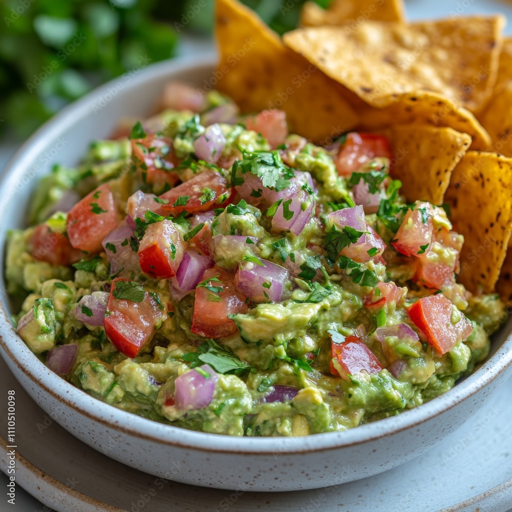 Delicious Homemade Guacamole with Tortilla Chips Delicious Homemade Guacamole with Tortilla Chips