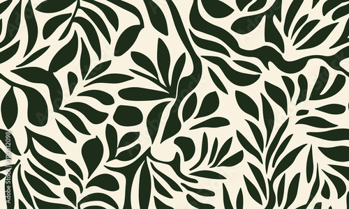 elegant green with leaves floral seamless pattern for digital print design and backgrounds