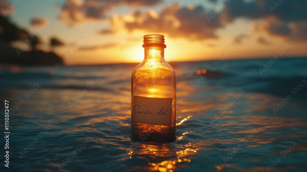 Glass bottle with handwritten Glass bottle with handwritten