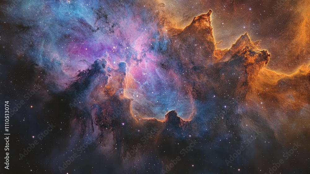 A deep-space view of a colorful nebula with brilliant hues of purple, blue, and pink, illuminated by stars, symbolizing the mysteries of the cosmos A deep-space view of a colorful nebula with brilliant hues of purple, blue, and pink, illuminated by stars, symbolizing the mysteries of the cosmos