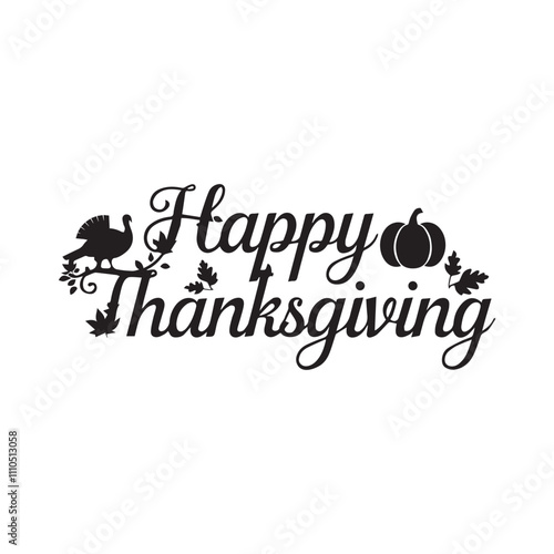 Happy thanksgiving day typography lettering decorative vector design with white background photo