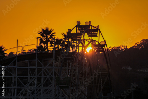 A Ferris wheel at an empty amusment park in California USA