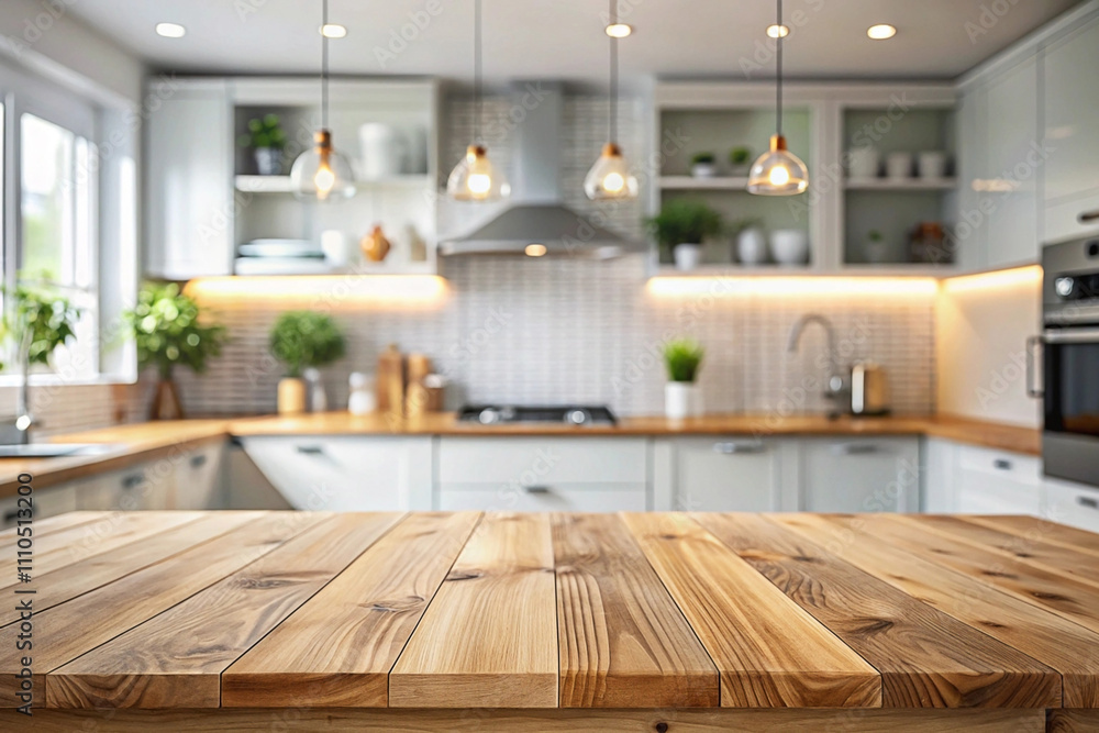 Modern kitchen interior with wooden countertop. Modern kitchen interior with wooden countertop.