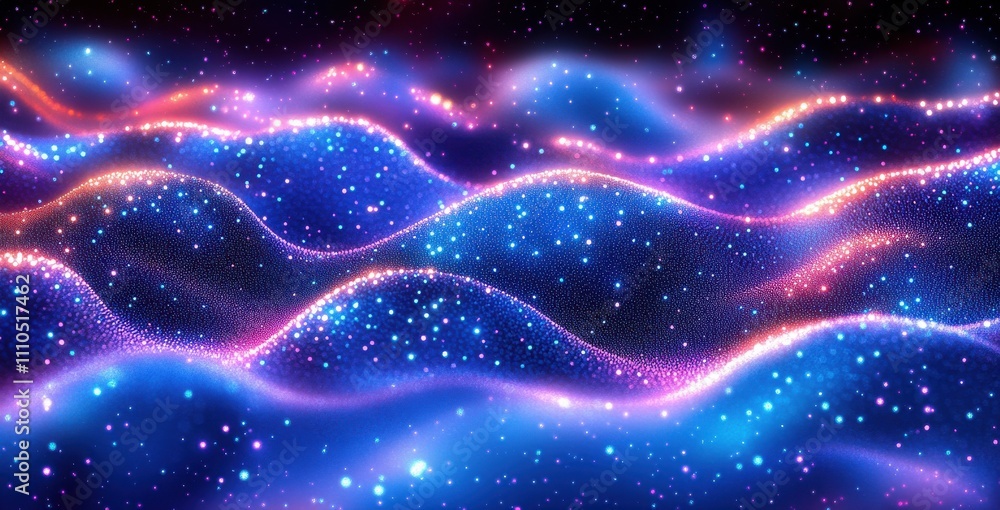 A colorful wave of light with blue, red and pink colors A colorful wave of light with blue, red and pink colors