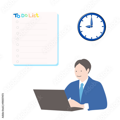 PC作業をしている会社員とTo Do List２
