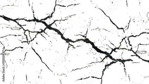 Crack texture lines isolated on transparent background. Vector grunge style cracked texture with cracked pattern for abstract background.