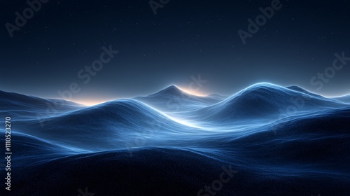 Serene Blue Light Trails in Ethereal Landscape