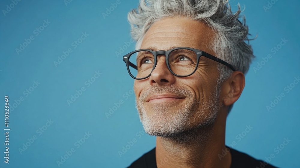 Obraz premium Grey-Haired Man with Sunglasses, Showcasing Aging Process