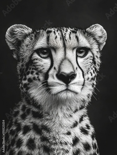 African Cheetah Portrait with Stripes and High Angle photo